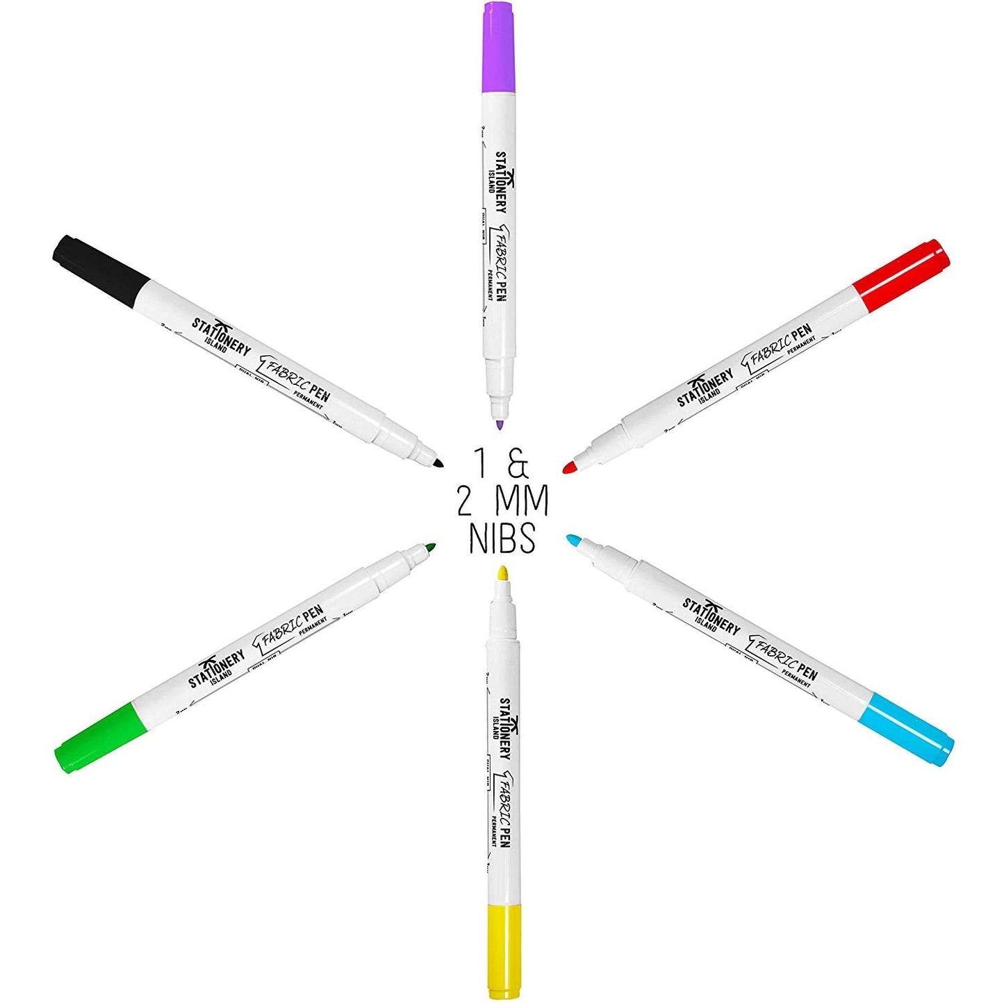 Fabric Pens - 1mm & 2mm Nibs - Pack of 6