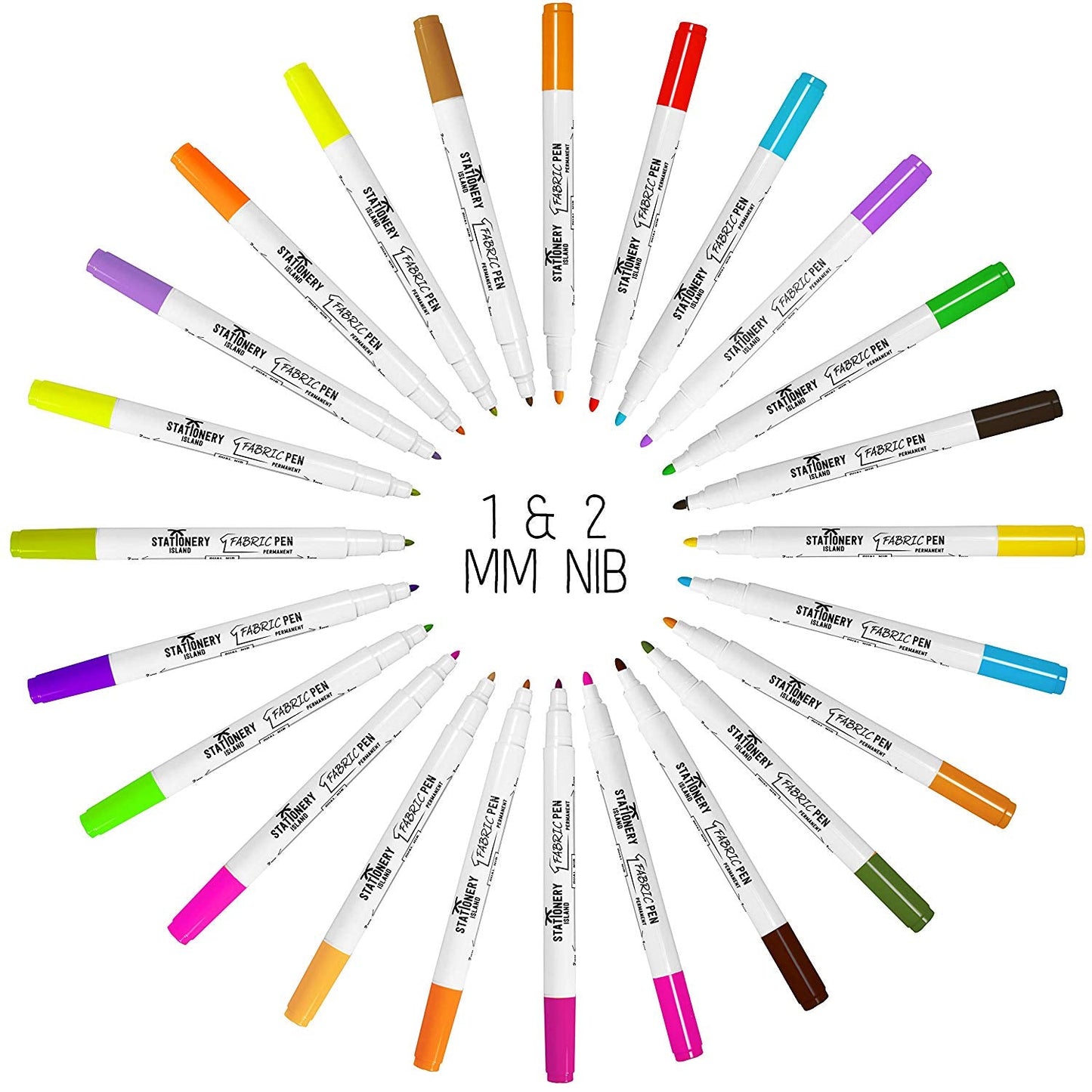 Fabric Pens - 1mm & 2mm Nibs -  Pack of 24