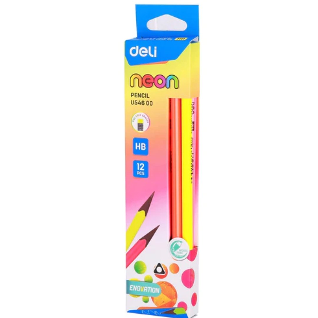 Deli Neon HB Wood Free Pencil Pack Of 12