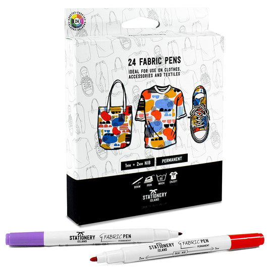 Fabric Pens - 1mm & 2mm Nibs -  Pack of 24